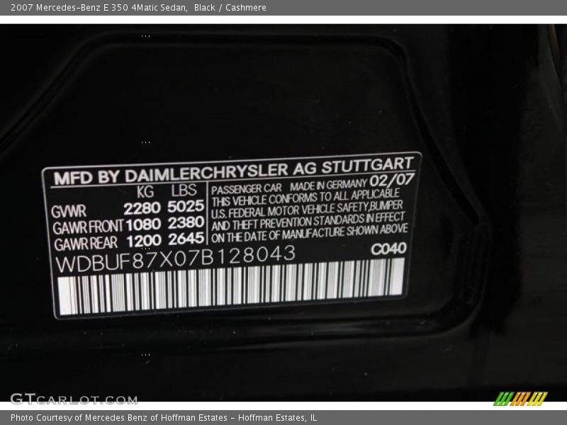 Black / Cashmere 2007 Mercedes-Benz E 350 4Matic Sedan
