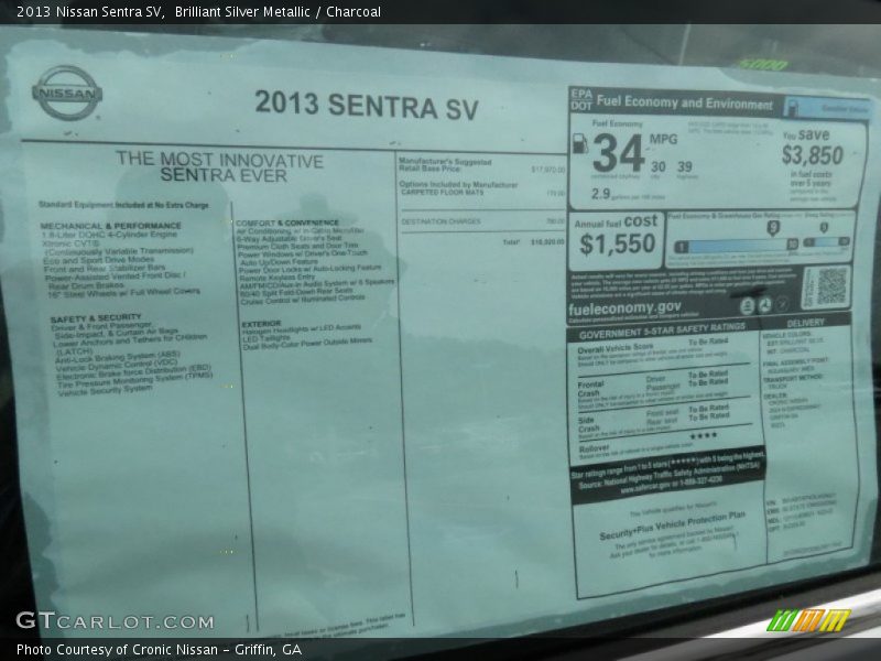 Brilliant Silver Metallic / Charcoal 2013 Nissan Sentra SV