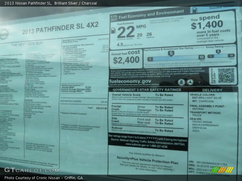  2013 Pathfinder SL Window Sticker