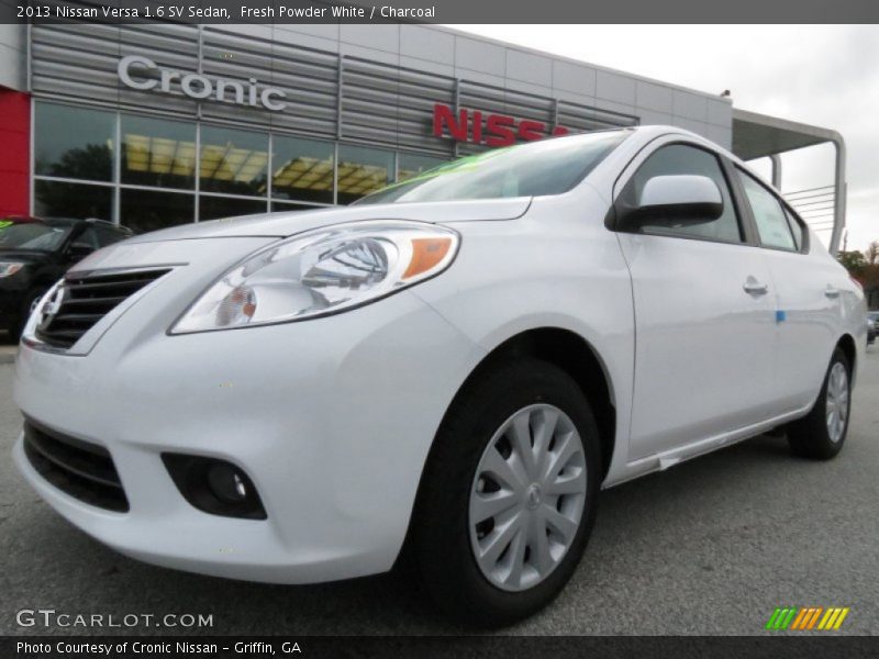 Fresh Powder White / Charcoal 2013 Nissan Versa 1.6 SV Sedan