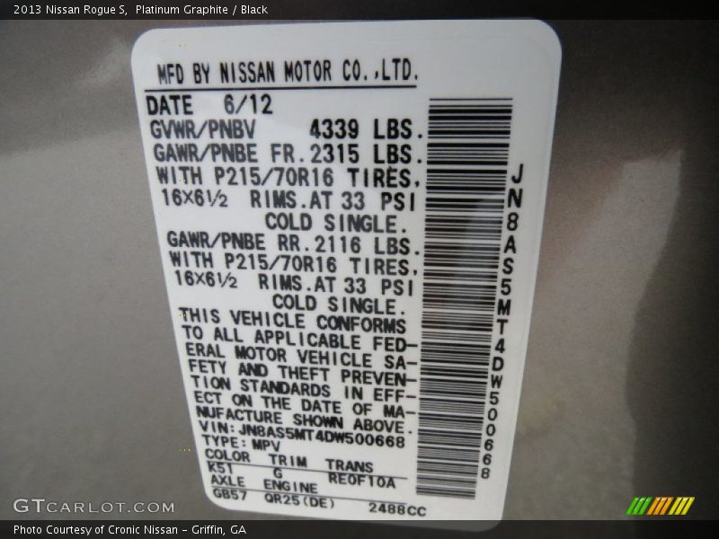 Platinum Graphite / Black 2013 Nissan Rogue S