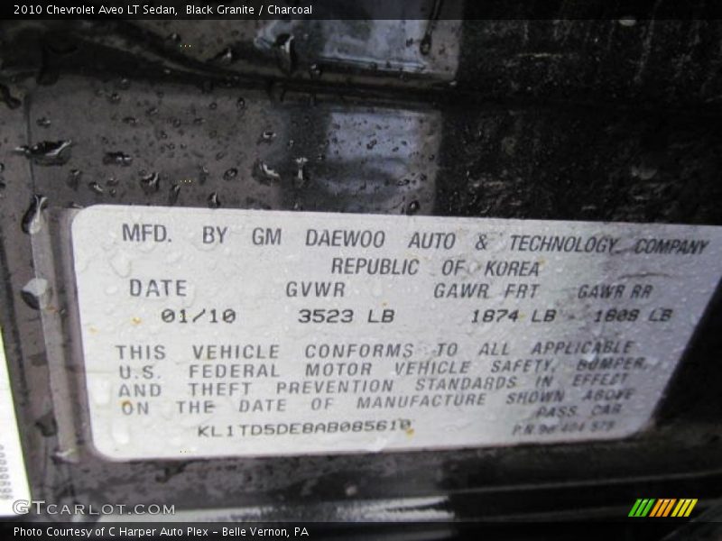 Black Granite / Charcoal 2010 Chevrolet Aveo LT Sedan