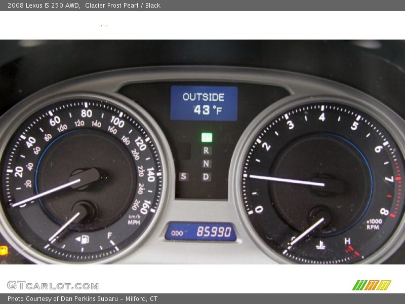 Glacier Frost Pearl / Black 2008 Lexus IS 250 AWD