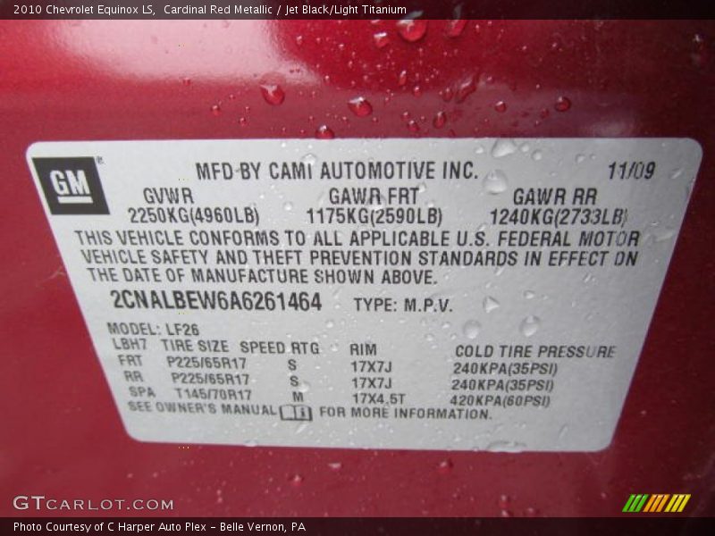 Cardinal Red Metallic / Jet Black/Light Titanium 2010 Chevrolet Equinox LS