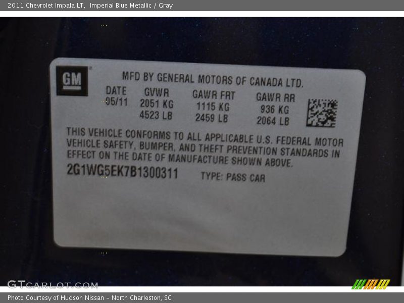 Imperial Blue Metallic / Gray 2011 Chevrolet Impala LT