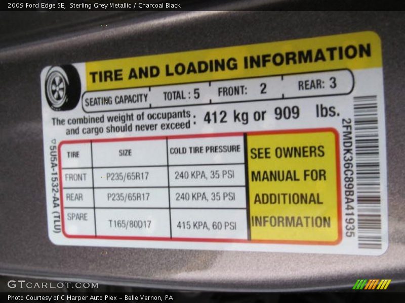 Sterling Grey Metallic / Charcoal Black 2009 Ford Edge SE