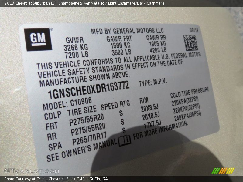 Champagne Silver Metallic / Light Cashmere/Dark Cashmere 2013 Chevrolet Suburban LS
