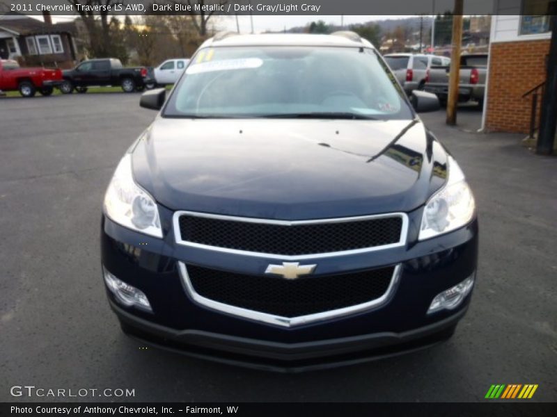 Dark Blue Metallic / Dark Gray/Light Gray 2011 Chevrolet Traverse LS AWD