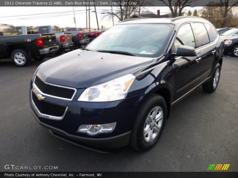 Dark Blue Metallic / Dark Gray/Light Gray 2011 Chevrolet Traverse LS AWD