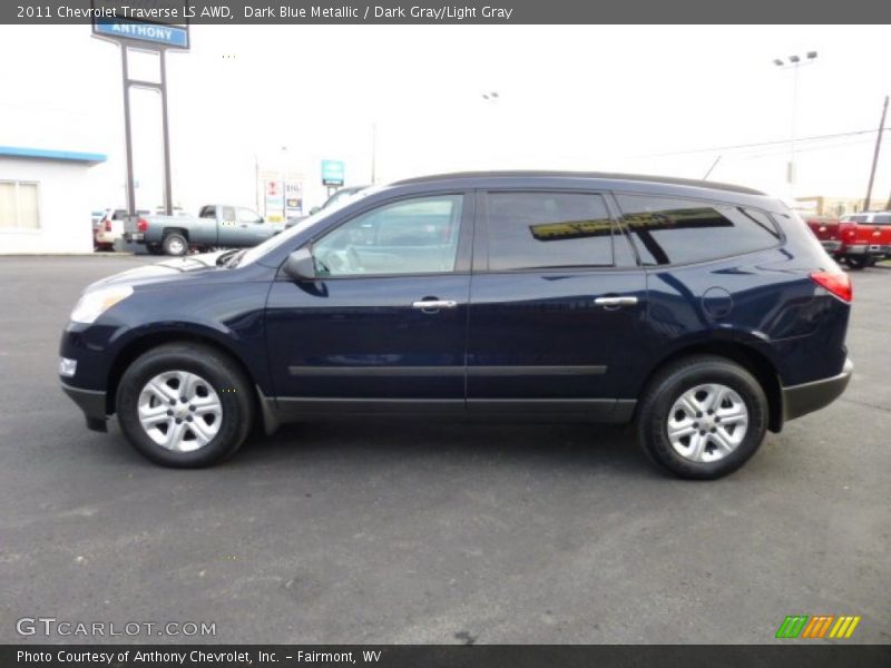 Dark Blue Metallic / Dark Gray/Light Gray 2011 Chevrolet Traverse LS AWD