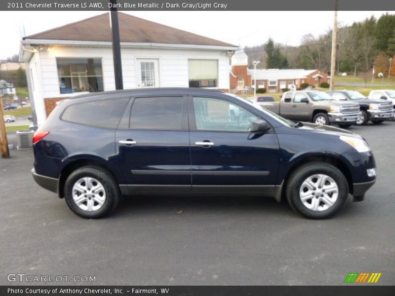 Dark Blue Metallic / Dark Gray/Light Gray 2011 Chevrolet Traverse LS AWD