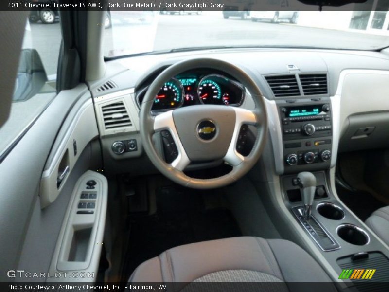 Dark Blue Metallic / Dark Gray/Light Gray 2011 Chevrolet Traverse LS AWD