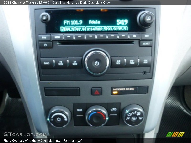 Dark Blue Metallic / Dark Gray/Light Gray 2011 Chevrolet Traverse LS AWD