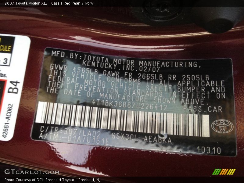 Cassis Red Pearl / Ivory 2007 Toyota Avalon XLS