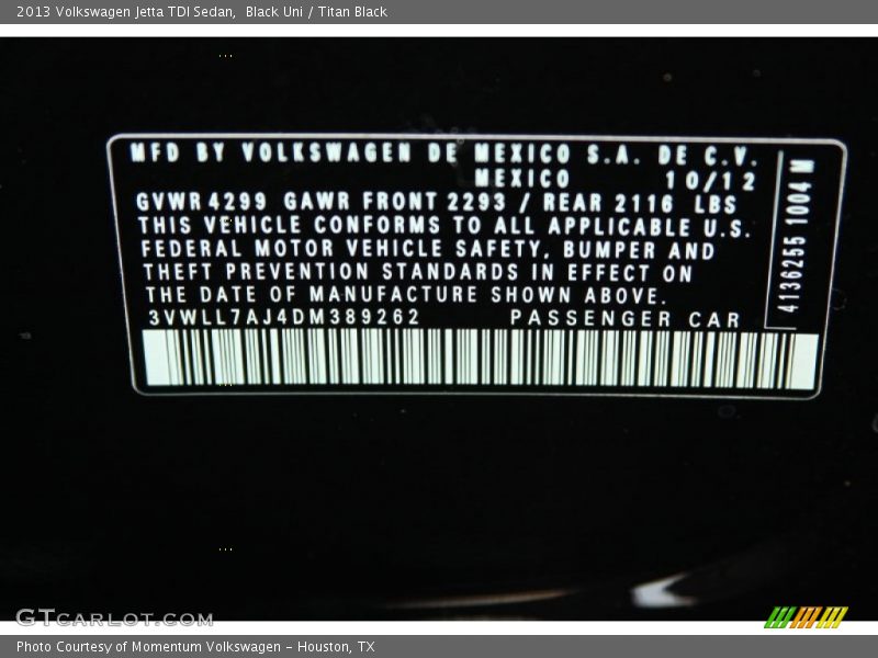 Black Uni / Titan Black 2013 Volkswagen Jetta TDI Sedan