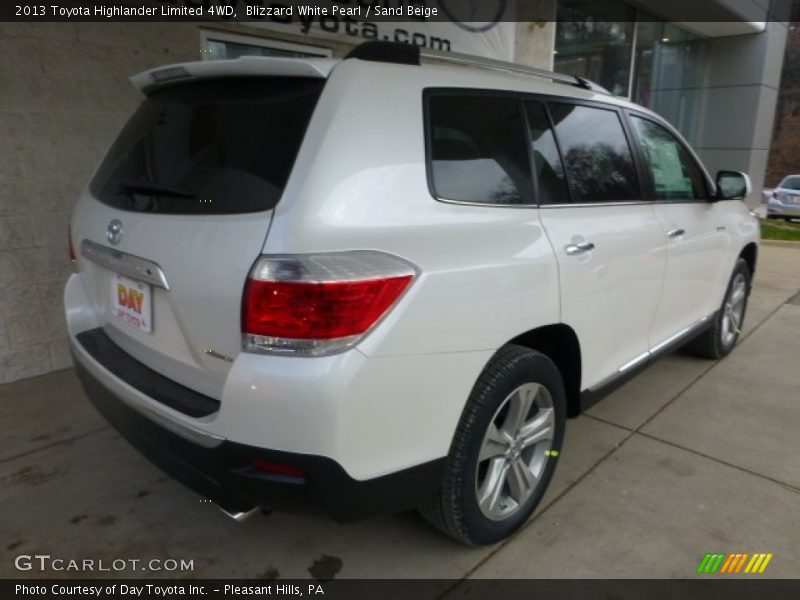 Blizzard White Pearl / Sand Beige 2013 Toyota Highlander Limited 4WD