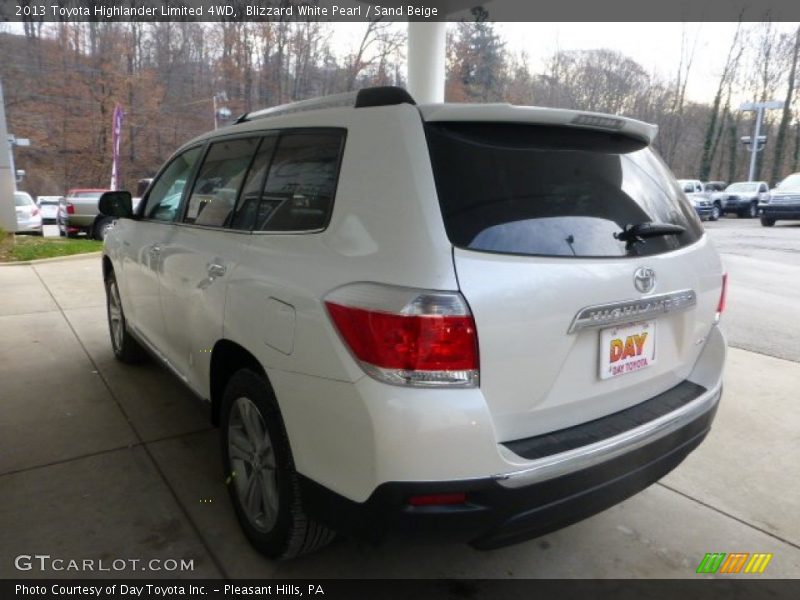 Blizzard White Pearl / Sand Beige 2013 Toyota Highlander Limited 4WD