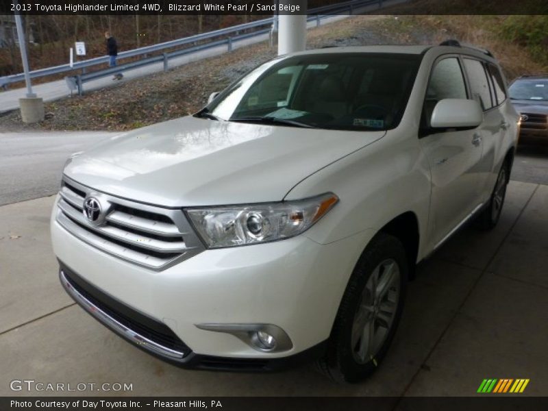 Blizzard White Pearl / Sand Beige 2013 Toyota Highlander Limited 4WD