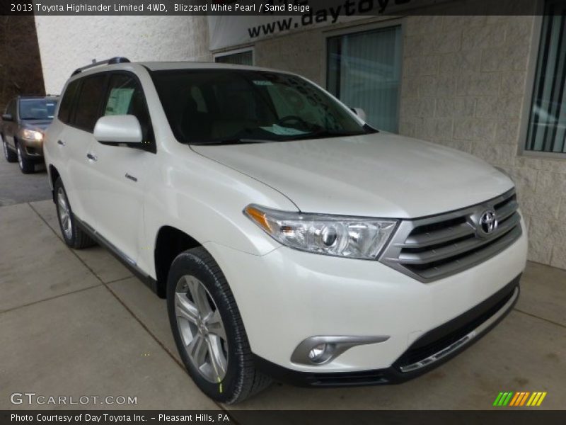 Blizzard White Pearl / Sand Beige 2013 Toyota Highlander Limited 4WD