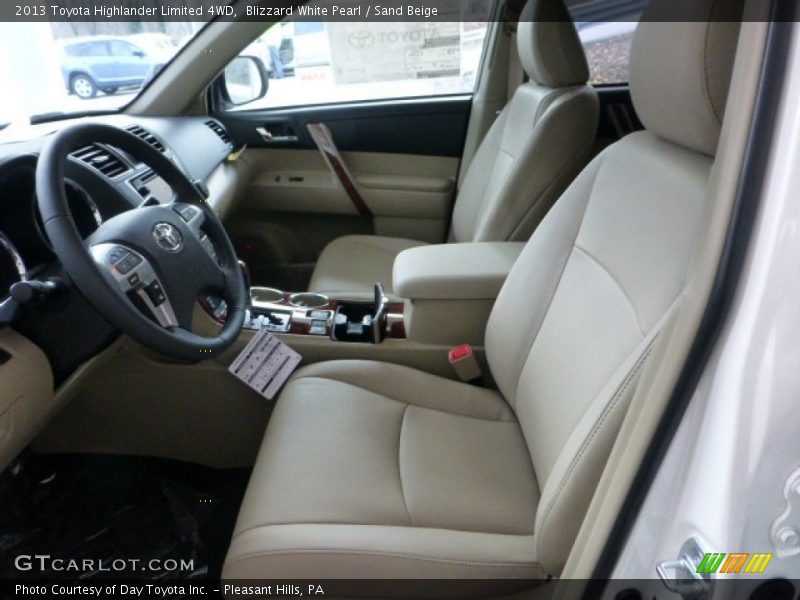 Blizzard White Pearl / Sand Beige 2013 Toyota Highlander Limited 4WD