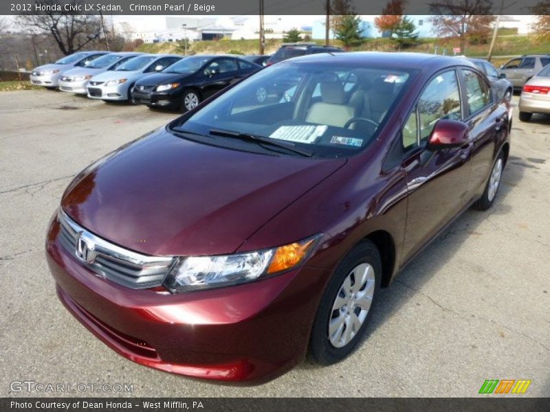 Crimson Pearl / Beige 2012 Honda Civic LX Sedan