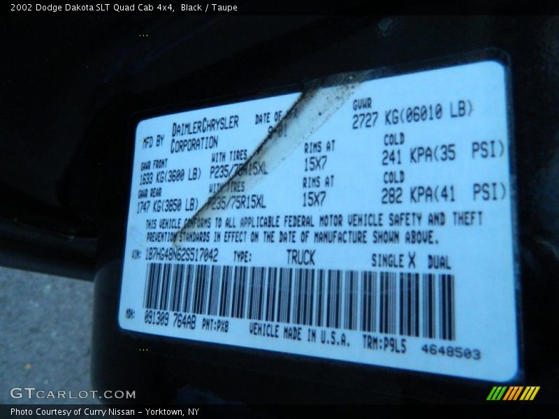 Black / Taupe 2002 Dodge Dakota SLT Quad Cab 4x4
