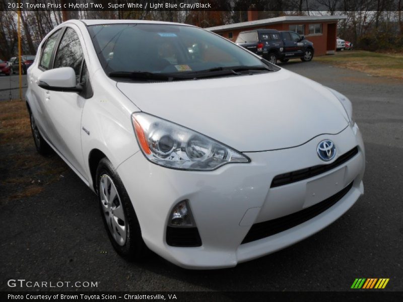 Super White / Light Blue Gray/Black 2012 Toyota Prius c Hybrid Two
