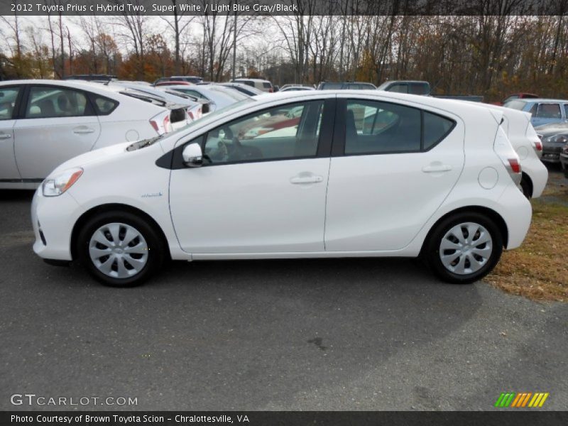 Super White / Light Blue Gray/Black 2012 Toyota Prius c Hybrid Two