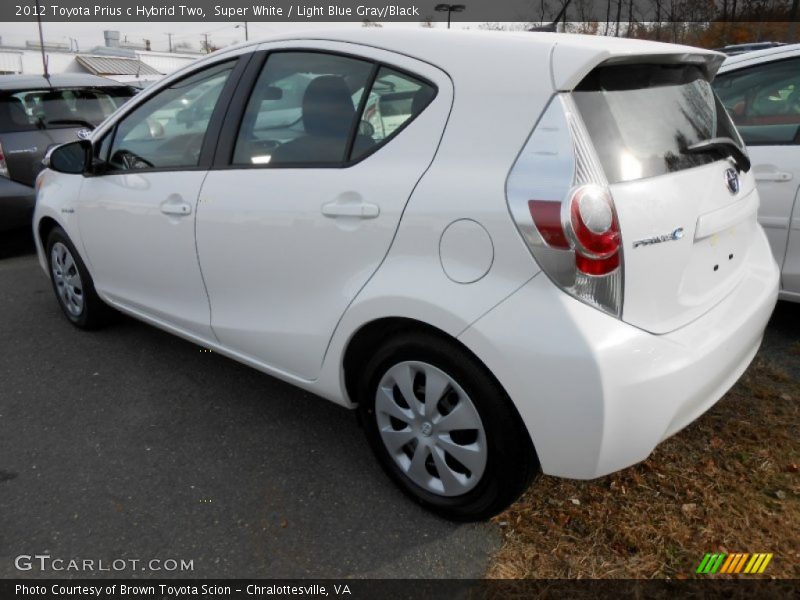 Super White / Light Blue Gray/Black 2012 Toyota Prius c Hybrid Two