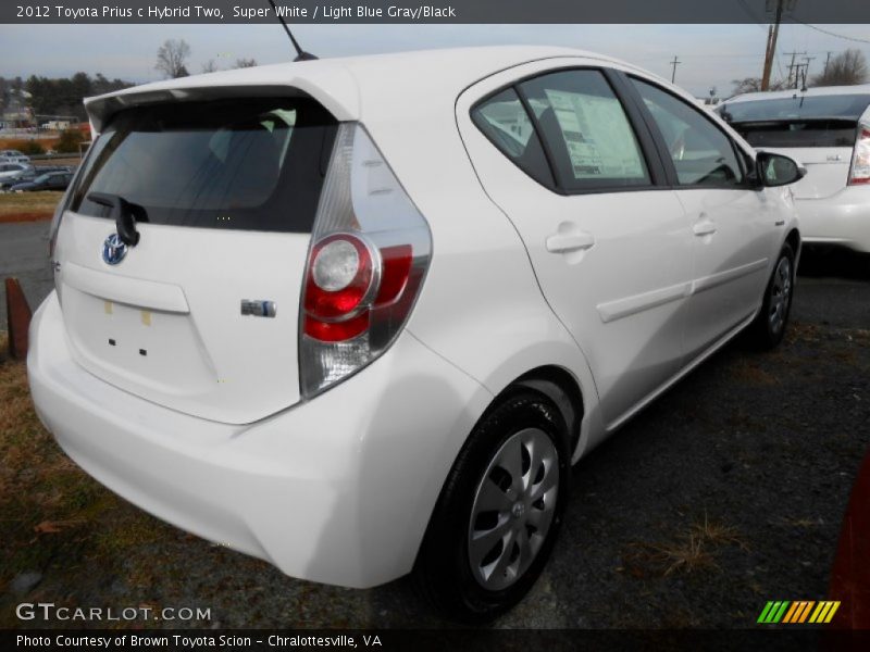 Super White / Light Blue Gray/Black 2012 Toyota Prius c Hybrid Two