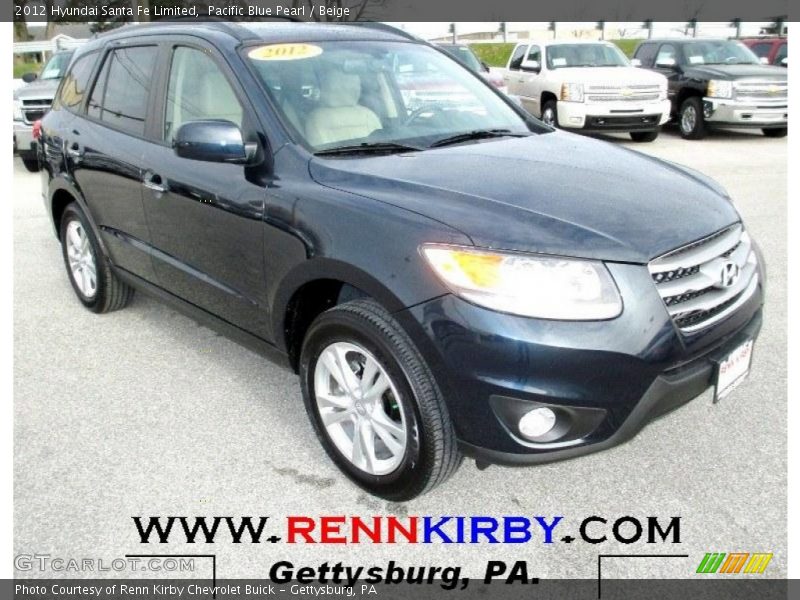Pacific Blue Pearl / Beige 2012 Hyundai Santa Fe Limited