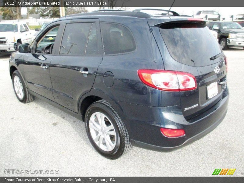 Pacific Blue Pearl / Beige 2012 Hyundai Santa Fe Limited