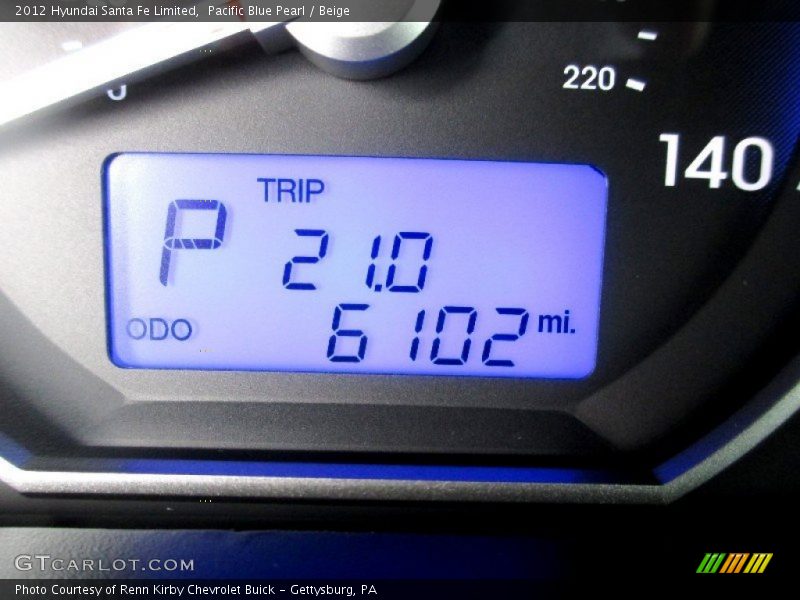 Pacific Blue Pearl / Beige 2012 Hyundai Santa Fe Limited