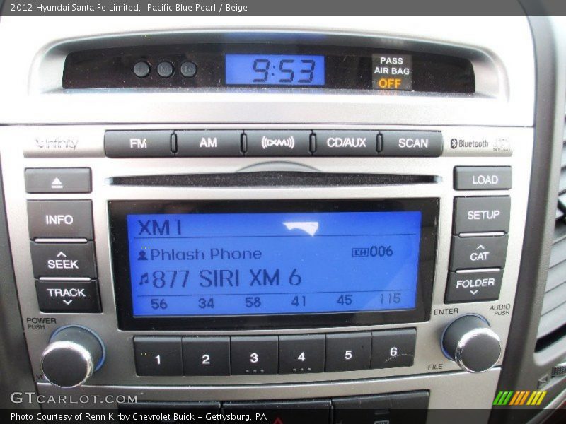 Pacific Blue Pearl / Beige 2012 Hyundai Santa Fe Limited