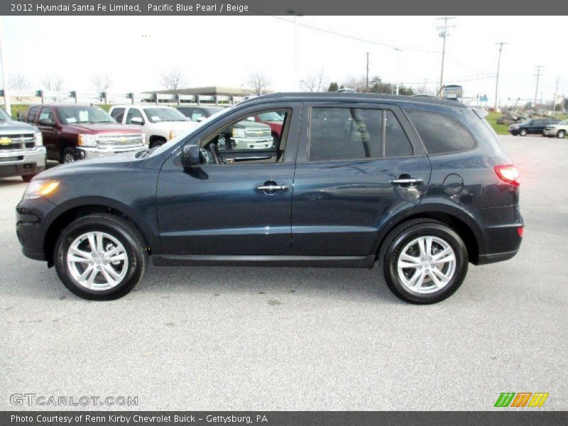 Pacific Blue Pearl / Beige 2012 Hyundai Santa Fe Limited