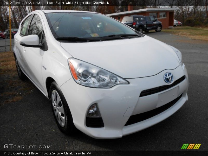 Super White / Light Blue Gray/Black 2012 Toyota Prius c Hybrid Two