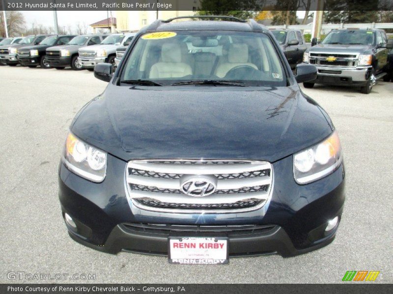 Pacific Blue Pearl / Beige 2012 Hyundai Santa Fe Limited