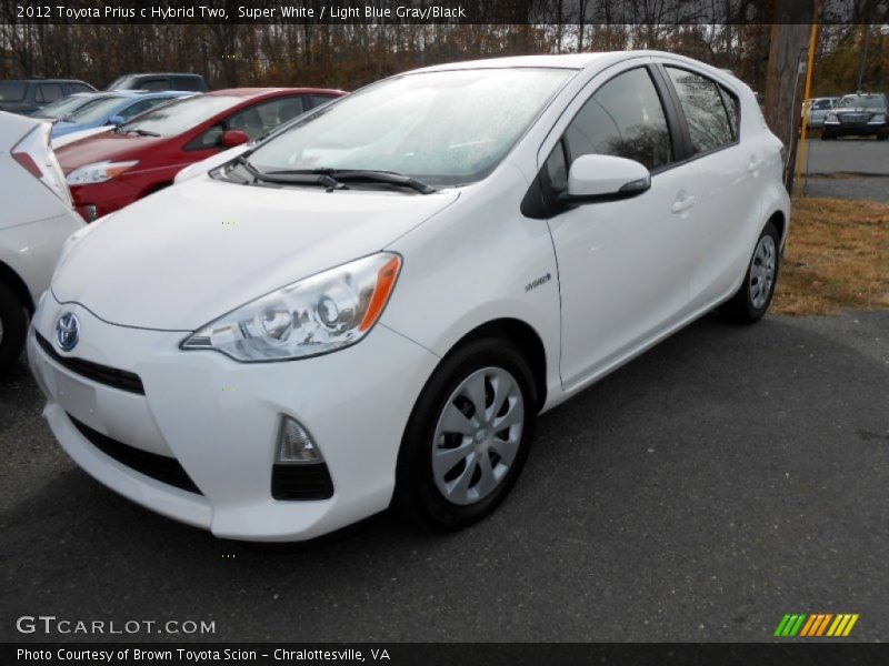 Super White / Light Blue Gray/Black 2012 Toyota Prius c Hybrid Two