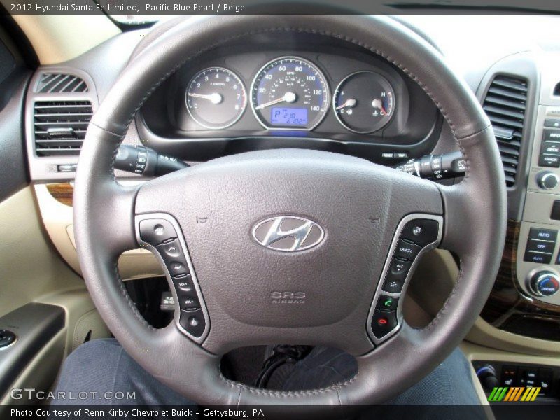Pacific Blue Pearl / Beige 2012 Hyundai Santa Fe Limited