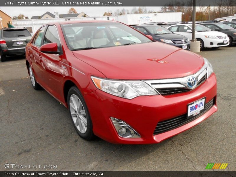 Barcelona Red Metallic / Light Gray 2012 Toyota Camry Hybrid XLE