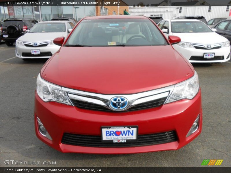Barcelona Red Metallic / Light Gray 2012 Toyota Camry Hybrid XLE