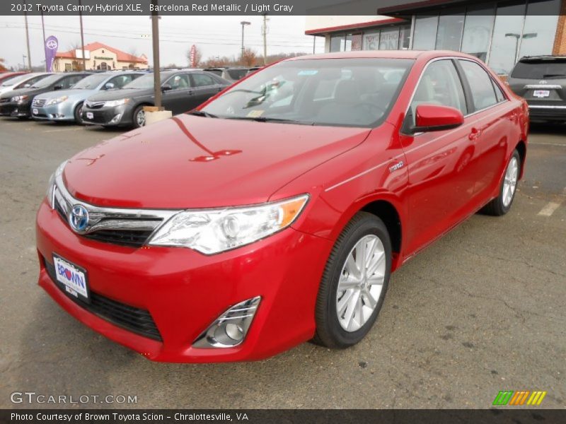 Barcelona Red Metallic / Light Gray 2012 Toyota Camry Hybrid XLE