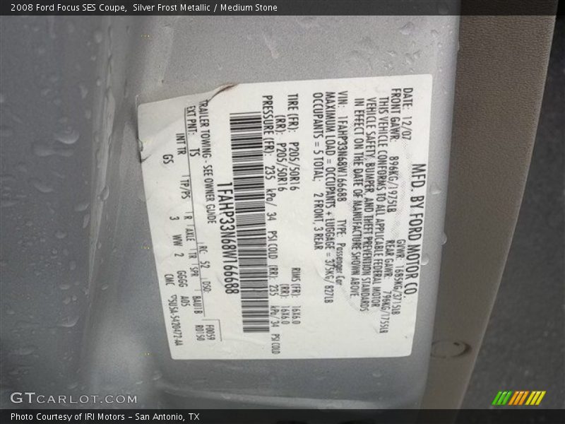 Silver Frost Metallic / Medium Stone 2008 Ford Focus SES Coupe