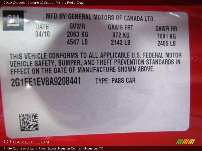 Victory Red / Gray 2010 Chevrolet Camaro LS Coupe