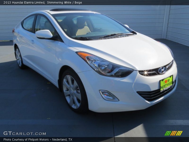 Shimmering White / Beige 2013 Hyundai Elantra Limited