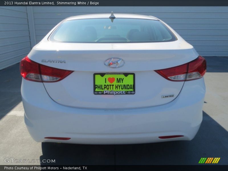 Shimmering White / Beige 2013 Hyundai Elantra Limited