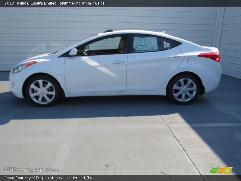 Shimmering White / Beige 2013 Hyundai Elantra Limited