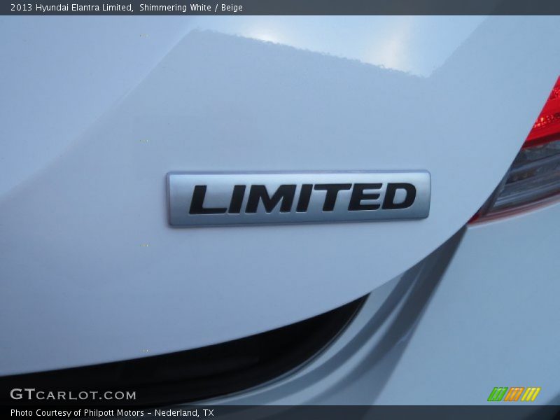 Shimmering White / Beige 2013 Hyundai Elantra Limited