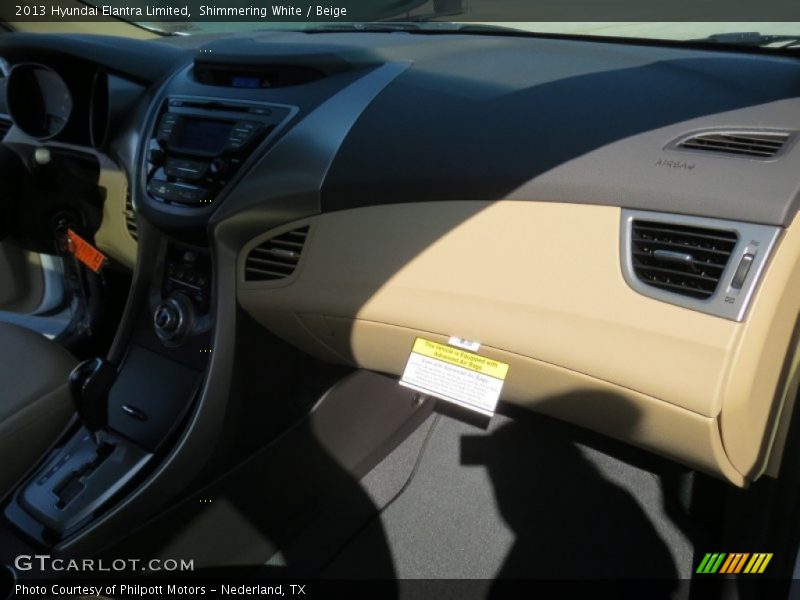 Shimmering White / Beige 2013 Hyundai Elantra Limited