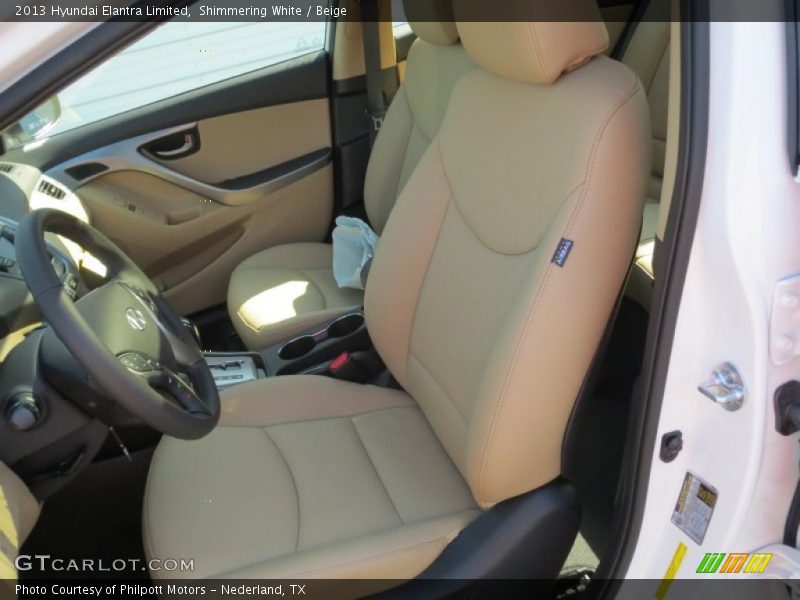 Shimmering White / Beige 2013 Hyundai Elantra Limited